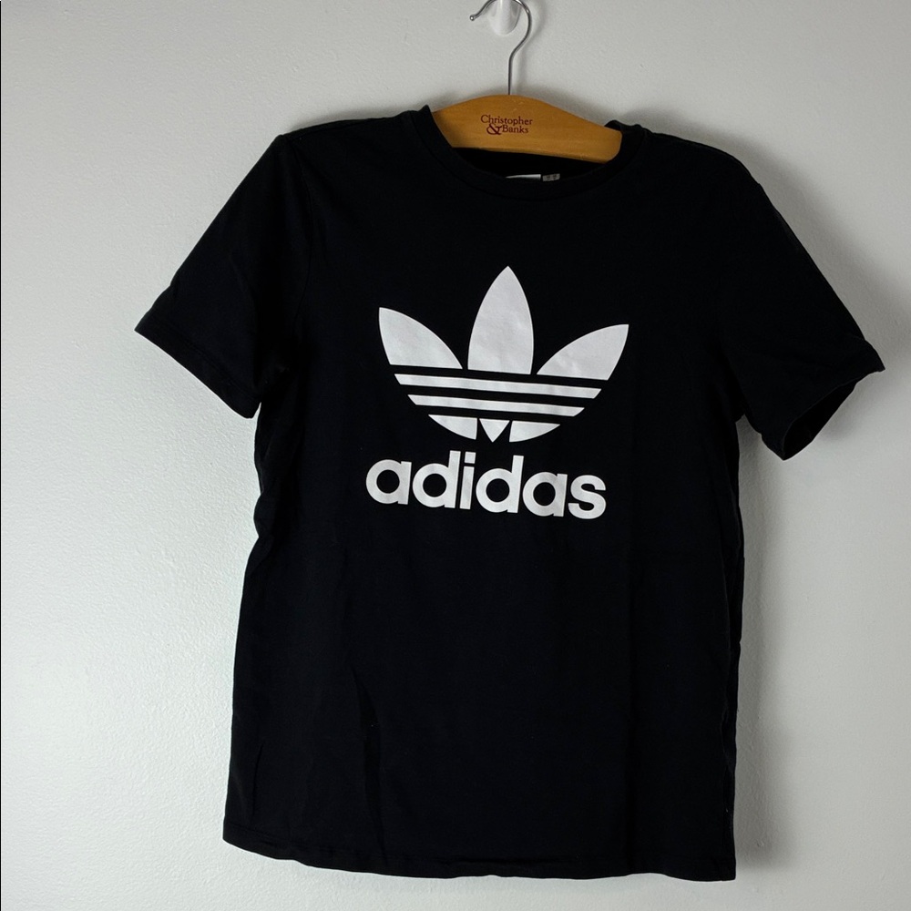 Adidas Black Tee with White Trefoil Logo